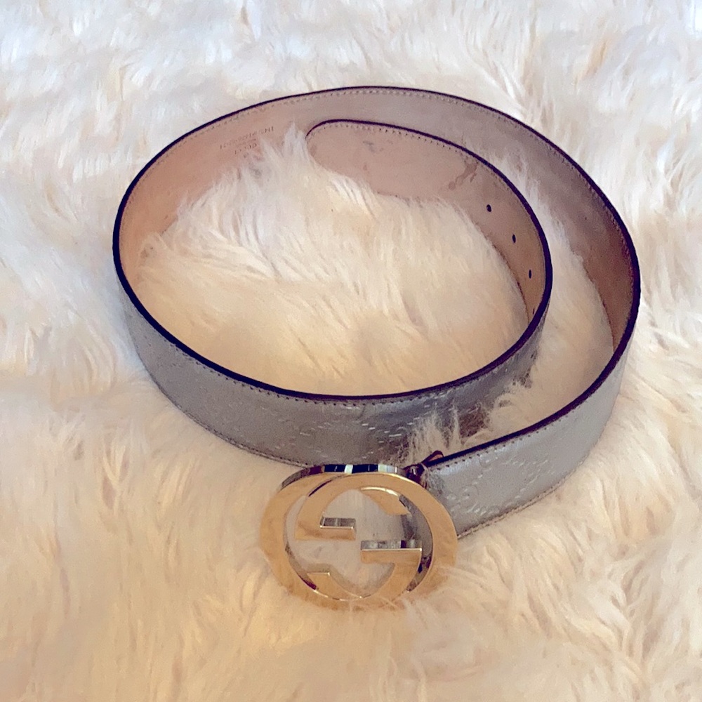 Silver monogram GUCCI belt